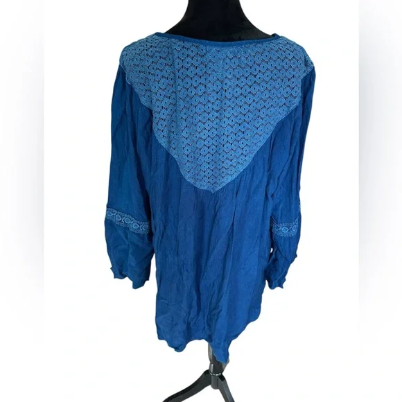 Studio West Boho Peasant Tunic Top – Blue – Size 2X - Picture 4 of 10